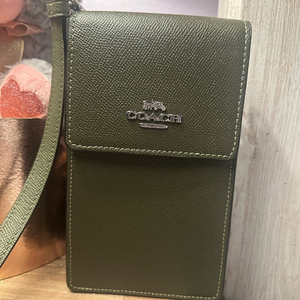 Coach green mini phone shoulder crossbody bag